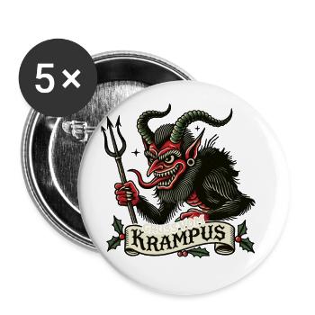 Gruss Vom Krampus Weihnachtlicher Spaß - Buttons groß 56 mm (5er Pack) - Weiß - Vorne