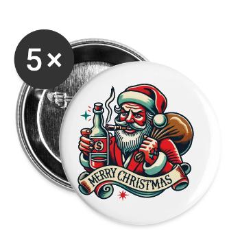 Tattoo Style Christmas Merry Christmas Aesthetic - Buttons large 2.2''/56 mm (5-pack) - white - Front