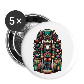 Sohn Eines Nussknackers Weihnachtsmotiv - Buttons groß 56 mm (5er Pack) - Weiß - Vorne