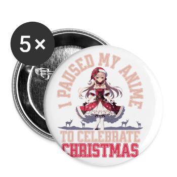 Anime Weihnachten Für Fans Und Liebhaber - Buttons groß 56 mm (5er Pack) - Weiß - Vorne
