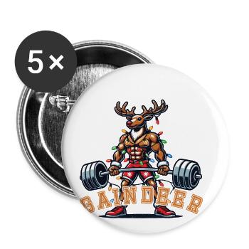 Muscle Reindeer Christmas Fitness Fun Fun - Buttons large 2.2''/56 mm (5-pack) - white - Front