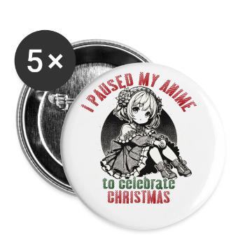 Anime Und Weihnachten Humorvoll Verbunden - Buttons groß 56 mm (5er Pack) - Weiß - Vorne