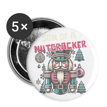 Nutcracker Christmas Funny - Buttons large 2.2''/56 mm (5-pack) - white - Front