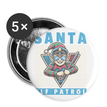 Santa Elf Patrol Lustige Weihnachtszeit - Buttons groß 56 mm (5er Pack) - Weiß - Vorne