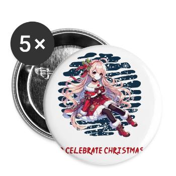 Anime Pause Für Weihnachtsfreude - Buttons groß 56 mm (5er Pack) - Weiß - Vorne