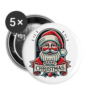 Tattoo Style Christmas Streetwear Aesthetic - Buttons large 2.2''/56 mm (5-pack) - white - Front