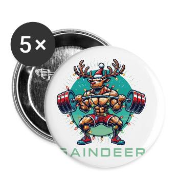 Strong Gaindeer Fitness Reindeer Gym Humor - Buttons large 2.2''/56 mm (5-pack) - white - Front