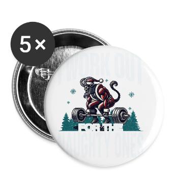 Krampus Trainiert Für Unartige Kids - Buttons groß 56 mm (5er Pack) - Weiß - Vorne