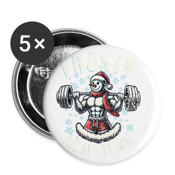 Frosty the Swoleman Schneemann Fitness - Buttons groß 56 mm (5er Pack) - Weiß - Vorne