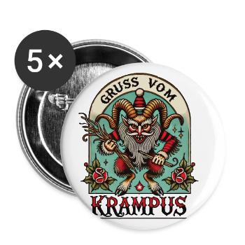 Salutation du Krampus Noël Myths Fun - Lot de 5 grands badges (56 mm) - blanc - Devant