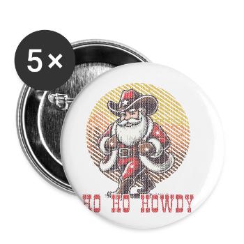 Christmas Cowboy Santa Ho Ho Howdy - Buttons large 2.2''/56 mm (5-pack) - white - Front