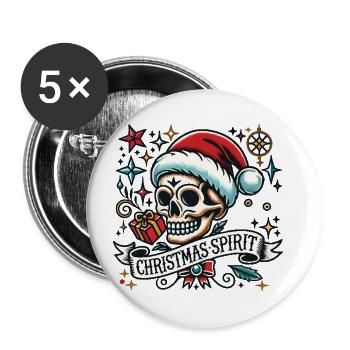 Streetwear Aesthetic Christmas Spirit Tattoo Style - Buttons large 2.2''/56 mm (5-pack) - white - Front