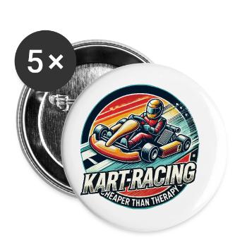 Les courses de kart moins chères que la thérapie - Lot de 5 grands badges (56 mm) - blanc - Devant