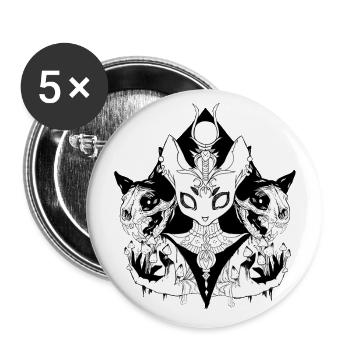 Neko Mori Egyptian cat - Buttons large 2.2''/56 mm (5-pack) - white - Front