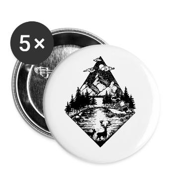 Wild Nature No.1 Design - Buttons groß 56 mm (5er Pack) - Weiß - Vorne