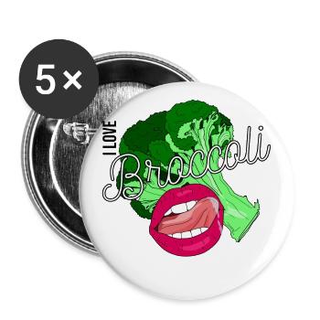 J'adore le brocoli - Lot de 5 grands badges (56 mm) - blanc - Devant