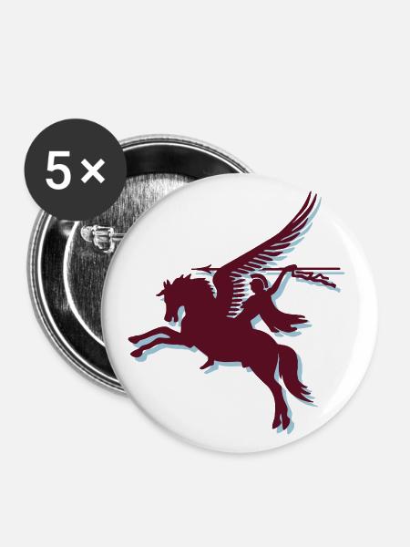 Multi Farbvektor - Fallschirm-Regiment - Pegasus - Buttons groß 56 mm (5er Pack) - Weiß