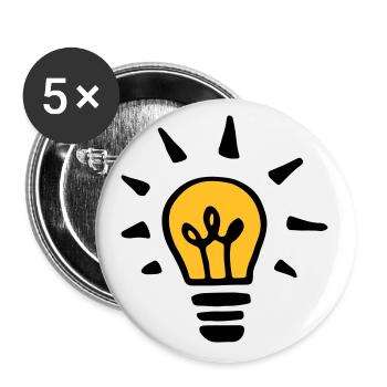Orange Glühbirne / orange light bulb - Buttons groß 56 mm (5er Pack) - Weiß - Vorne
