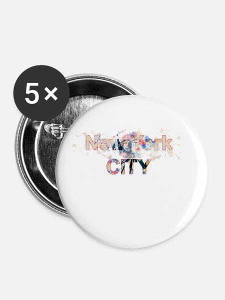 New York City - Buttons groß 56 mm (5er Pack) - Weiß
