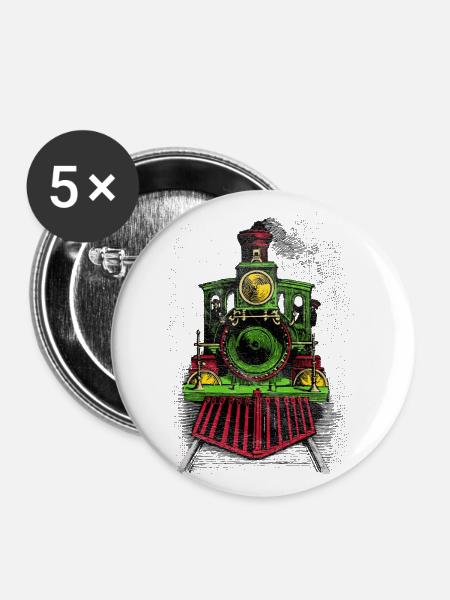 Viktorianischer Zug - Buttons groß 56 mm (5er Pack) - Weiß