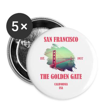 San Francisco Californie États-Unis - Lot de 5 grands badges (56 mm) - blanc - Devant