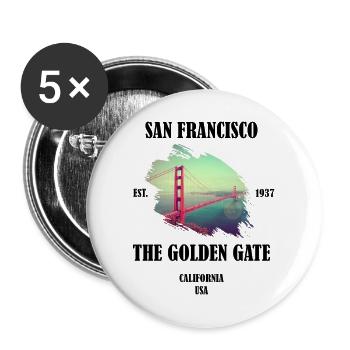 San Francisco Kalifornien USA - Buttons groß 56 mm (5er Pack) - Weiß - Vorne