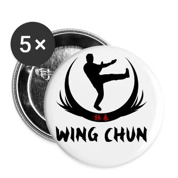 Wing Chun Kung-Fu Ip Man Style Selbstverteidigung - Buttons groß 56 mm (5er Pack) - Weiß - Vorne
