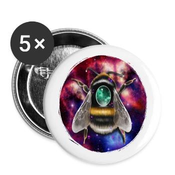 "Skarabäus-Hummel" - Buttons groß 56 mm (5er Pack) - Weiß - Vorne