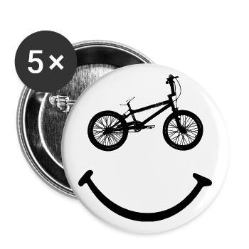 BMX Vélo Smile - Lot de 5 grands badges (56 mm) - blanc - Devant