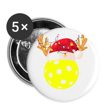 Joueur de pickleball de Noël Sport Paddleball - Lot de 5 grands badges (56 mm) - blanc - Devant