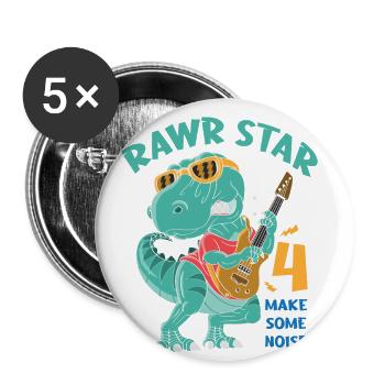 Enfant de 4 ans, dinosaure - Lot de 5 grands badges (56 mm) - blanc - Devant