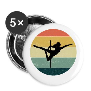 Pole Sport Danseur Acrobatie Vintage Rétro - Lot de 5 grands badges (56 mm) - blanc - Devant