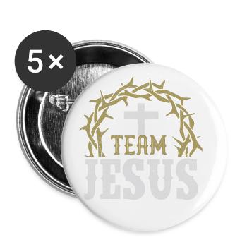 Team Jesus Design pour Christian et True - Lot de 5 grands badges (56 mm) - blanc - Devant
