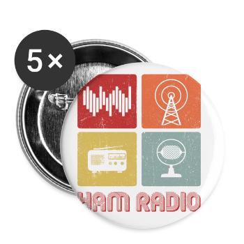 Ham Radio 4 Box Design Für Amateurfunkbetreiber - Buttons groß 56 mm (5er Pack) - Weiß - Vorne
