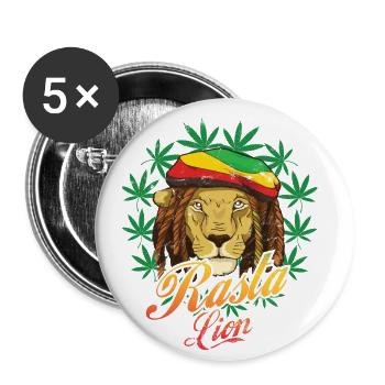 Rasta Lion Reggae Style Design Für Reggae-musik - Buttons groß 56 mm (5er Pack) - Weiß - Vorne
