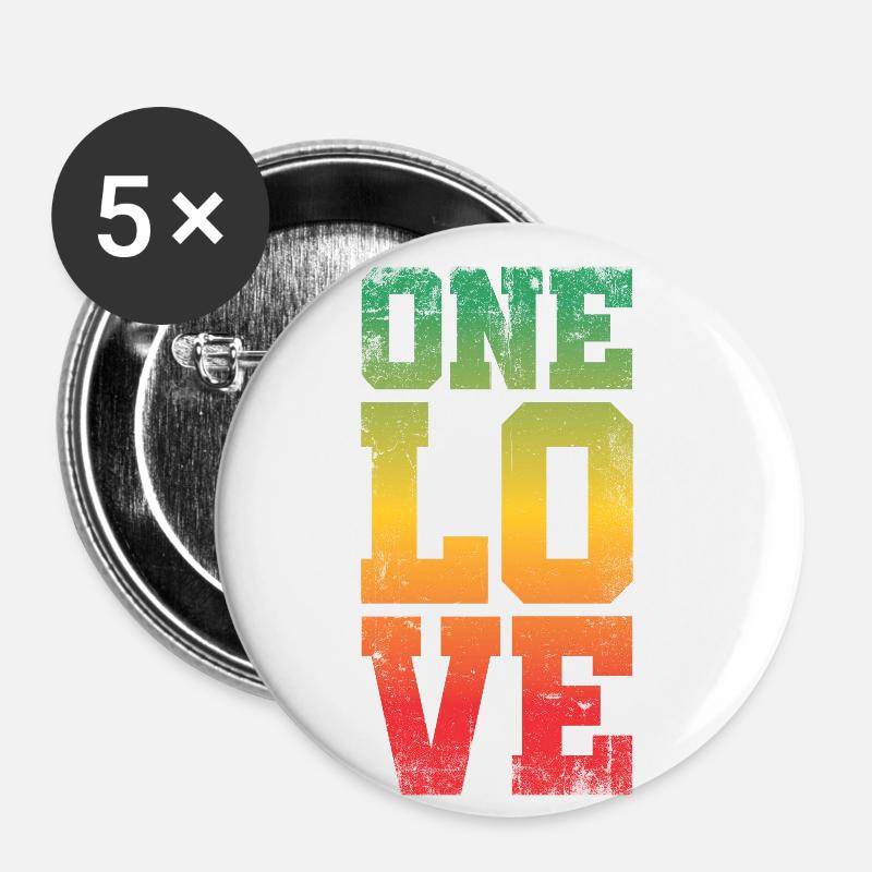 A Love Design For Reggae Rasta - Buttons large 2.2''/56 mm (5-pack) - white