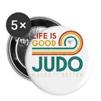 Life is good, judo makes it better - Buttons large 2.2''/56 mm (5-pack) - white - Front