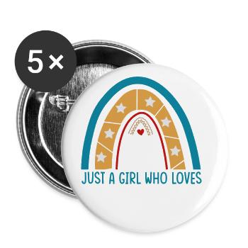 Nur Ein Mädchen, Das Pferde-design Für Pferd Liebt - Buttons groß 56 mm (5er Pack) - Weiß - Vorne
