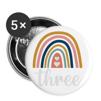 Rainbow design with three leopards For 3. - Buttons large 2.2''/56 mm (5-pack) - white - Front