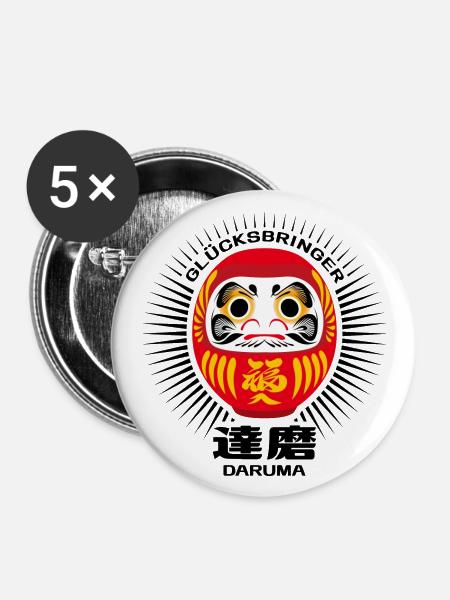 Daruma - Glücksbringer - Buttons groß 56 mm (5er Pack) - Weiß