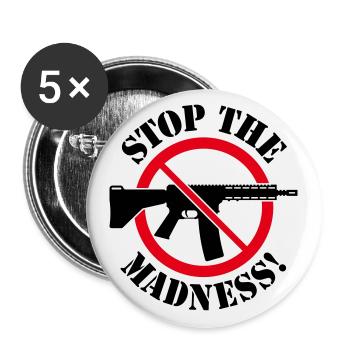 Arrêtez la folie! (Panneau d’interdiction des armes 3C) - Lot de 5 grands badges (56 mm) - blanc - Devant
