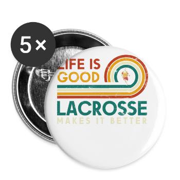Life Is Good, Lacrosse Makes It Better For - Buttons large 2.2''/56 mm (5-pack) - white - Front