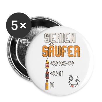 Seriensäufer - Buttons groß 56 mm (5er Pack) - Weiß - Vorne
