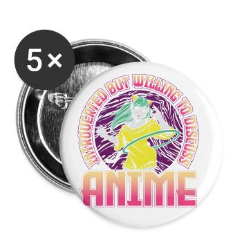 Introverted but ready to talk about anime - Buttons large 2.2''/56 mm (5-pack) - white - Front