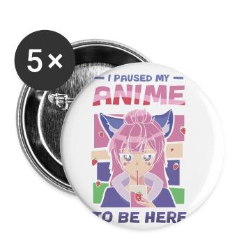 J’ai arrêté mon anime pour concevoir ici - Lot de 5 grands badges (56 mm) - blanc - Devant