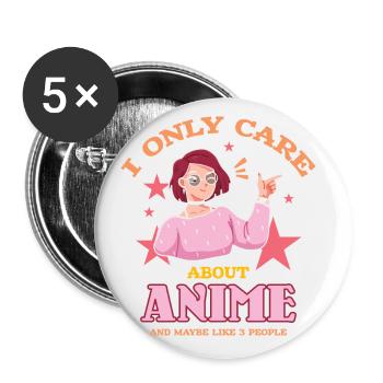 I'm Interested In Anime Only And Likes - Buttons large 2.2''/56 mm (5-pack) - white - Front