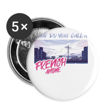 Wie Nennt Man Einen Französischen Anime-liebhaber? - Buttons groß 56 mm (5er Pack) - Weiß - Vorne