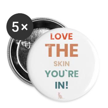Aimez la peau de vous pour Sphynx Cat - Lot de 5 grands badges (56 mm) - blanc - Devant