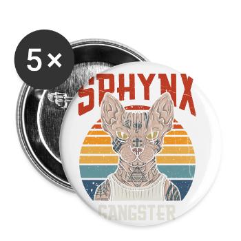 Sphynx gangster vintage retro design For Sphynx - Buttons large 2.2''/56 mm (5-pack) - white - Front
