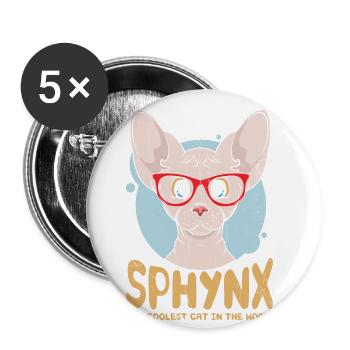 Sphynx Die Coolste Katze Der Welt Für Sphynx Cat - Buttons groß 56 mm (5er Pack) - Weiß - Vorne